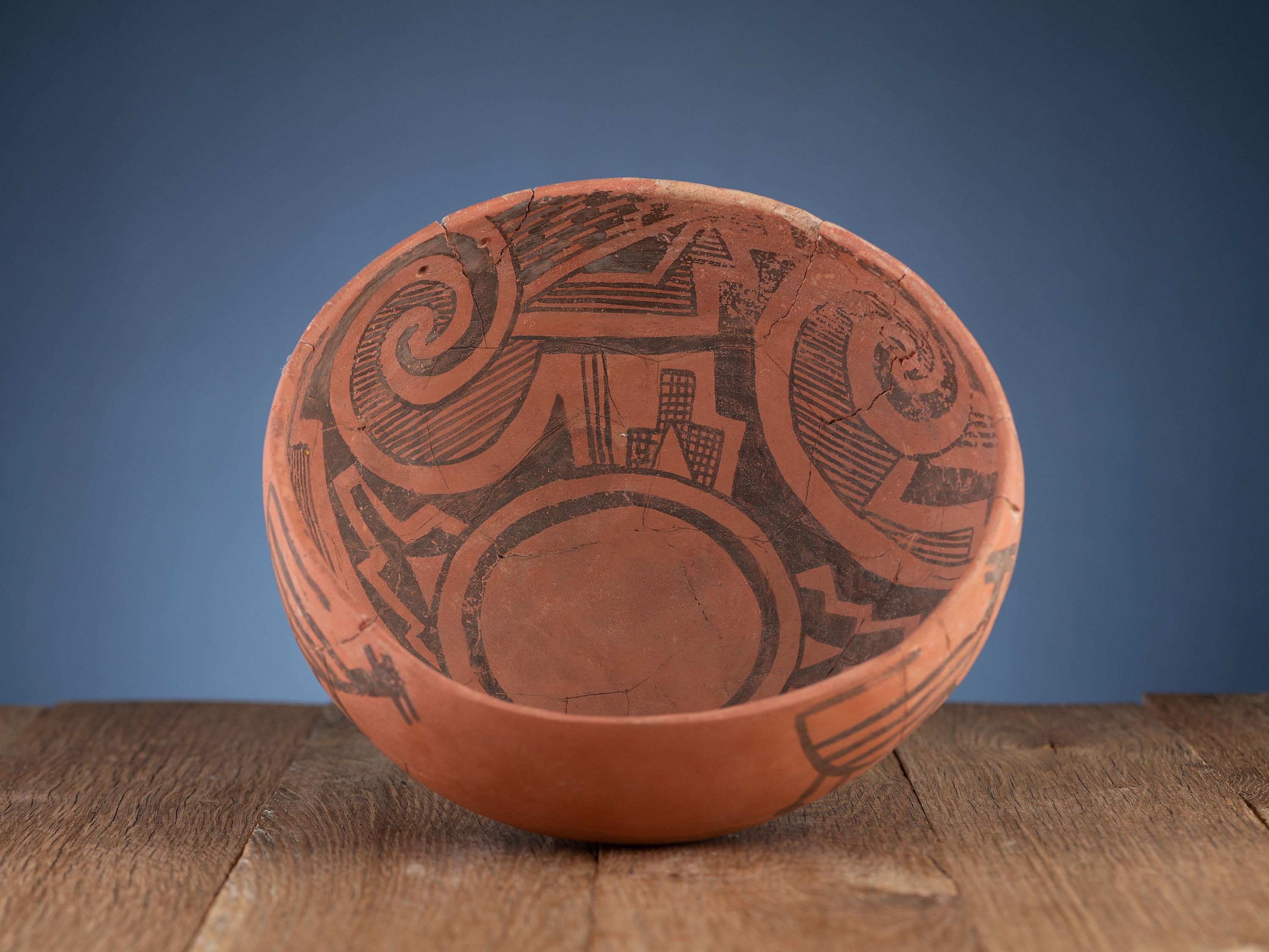 Pinedale Black-on-Red and St. Johns Polychrome Pottery Bowls
