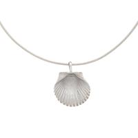 White Gold and Diamond Shell Pendant Necklace