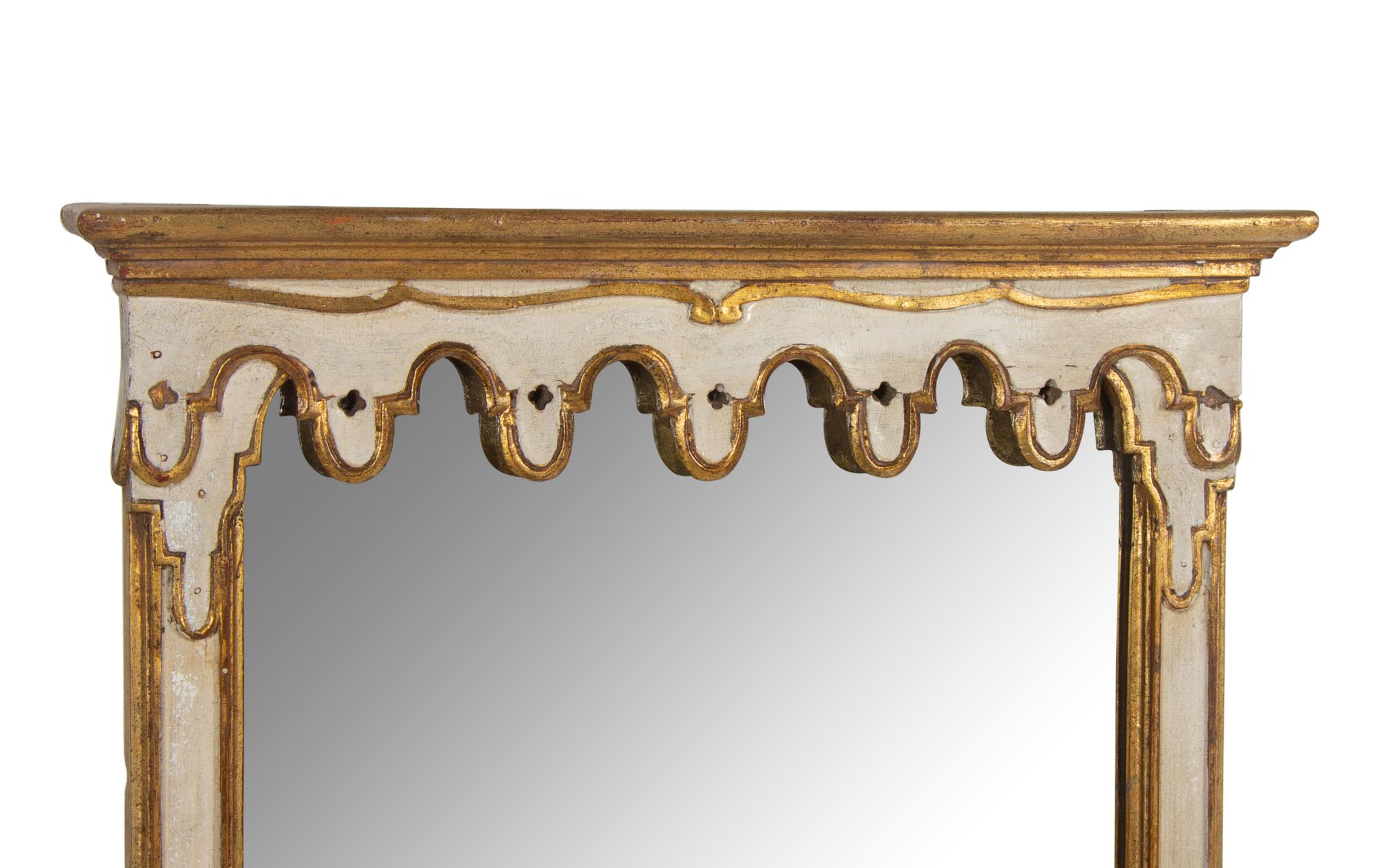 An Italian Gold and White Painted Pier Mirror