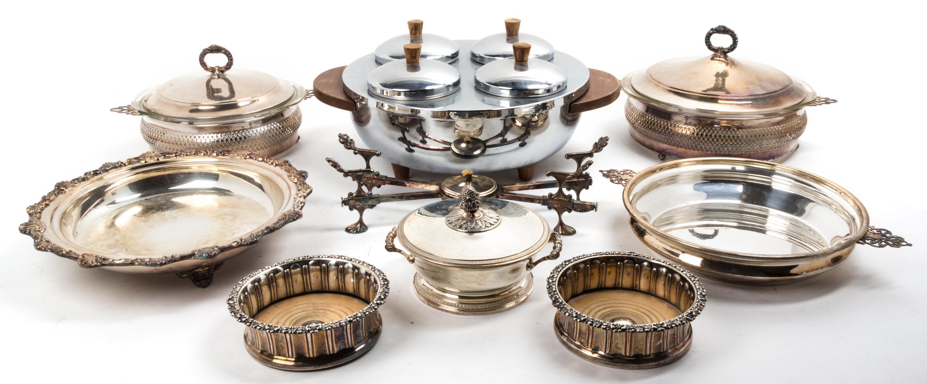 A Group of Silver-Plate Articles Width of widest 15 inches.