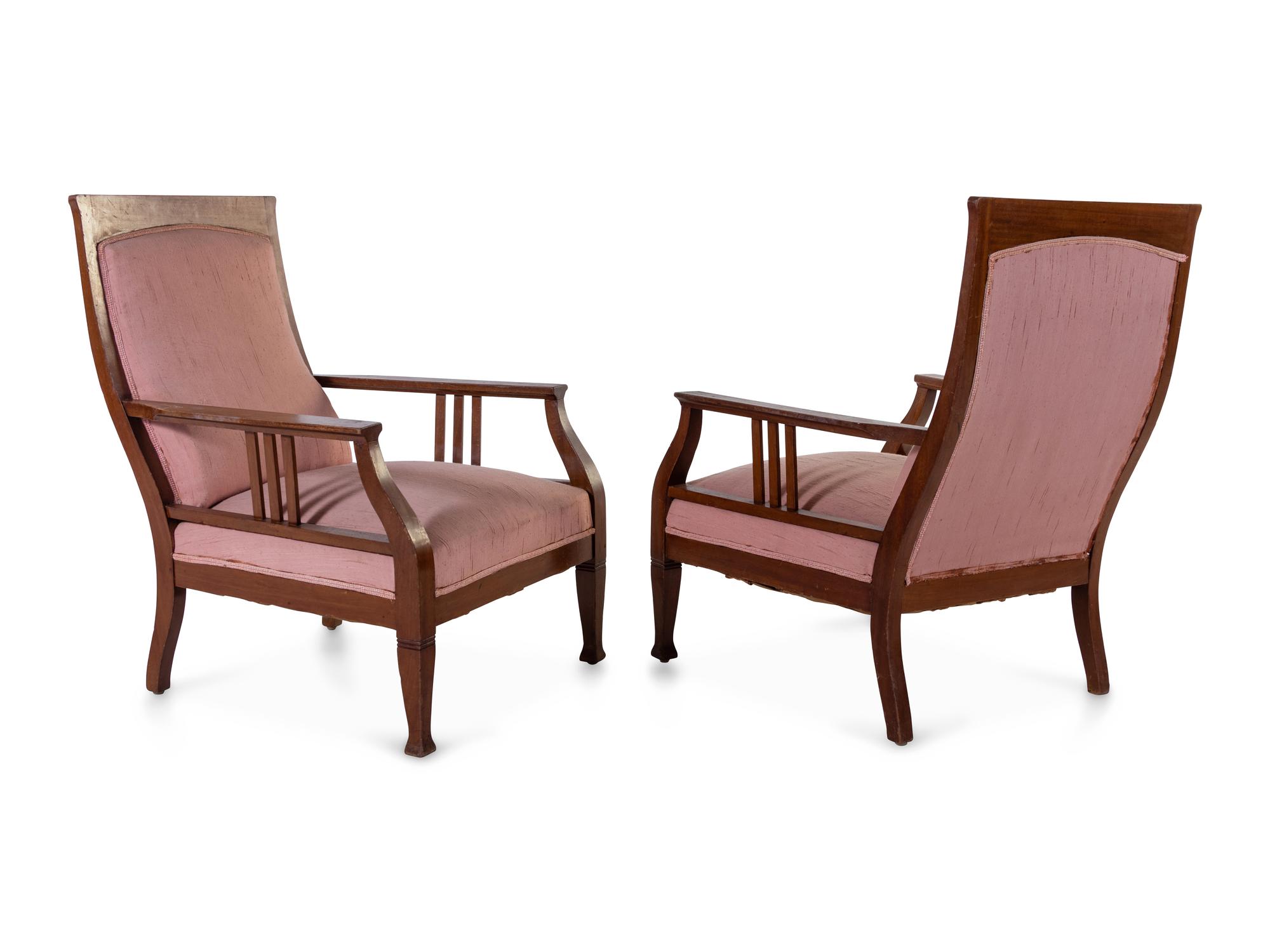 A Pair of Swedish Mahogany Lounge Chairs