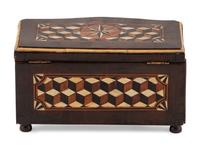 An Italian Walnut and Ebony Parquetry Tea Caddy