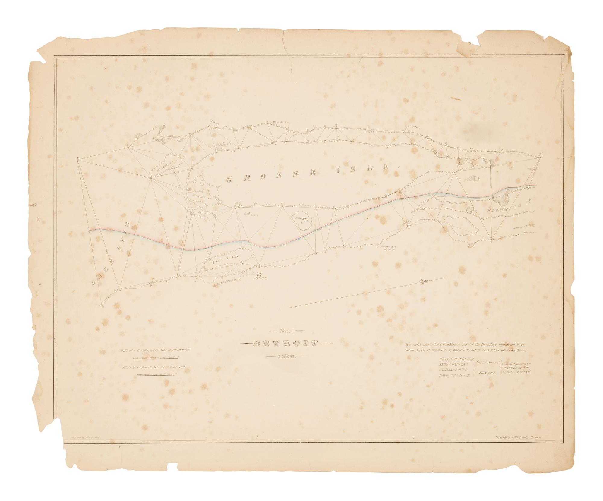[U.S. DEPT. OF STATE] – Letter from the Secretary of State, Transmitting, pursuant to a resolution of the House of Representatives, of the nineteenth ultimo, a Copy of the Maps and Report of the Commissioners under the Treaty of Ghent, for Ascertaining the Northern and Northwestern Boundary between the United States and Great Britain. Washington, D.C.: Gales & Seaton, 18 March 1828.