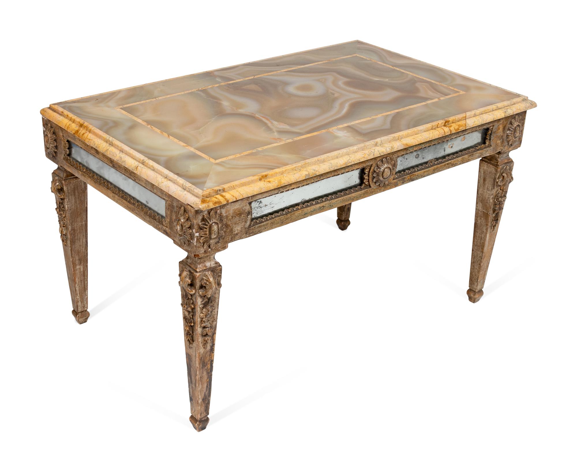 An Italian Neoclassical Style Onyx and Painted Wood Low Table