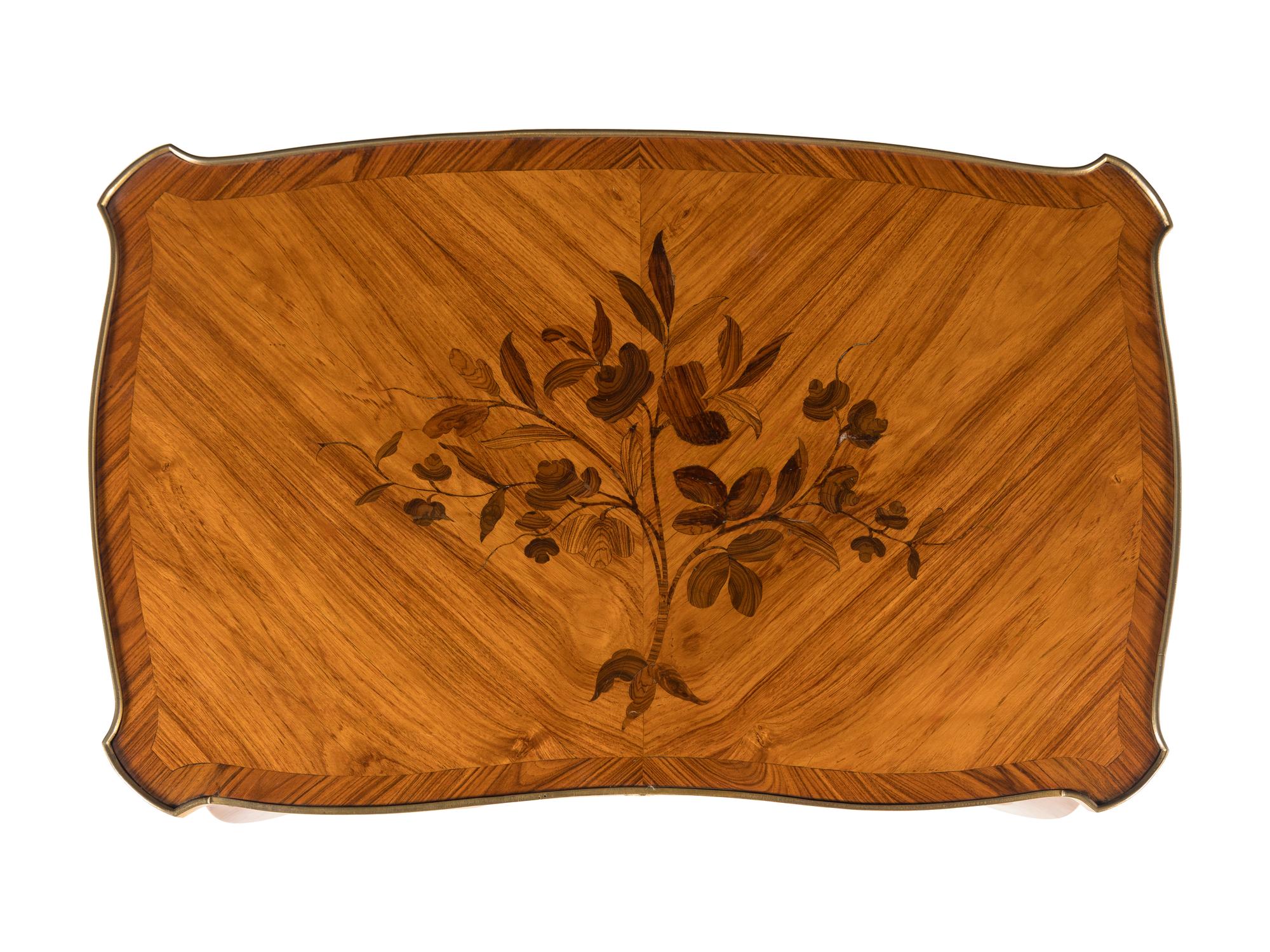 A Louis XV Gilt Bronze Mounted Tulipwood, Kingwood and Floral Marquetry Table à Écrire