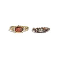 ANTIQUE, TWO MULTIGEM RINGS