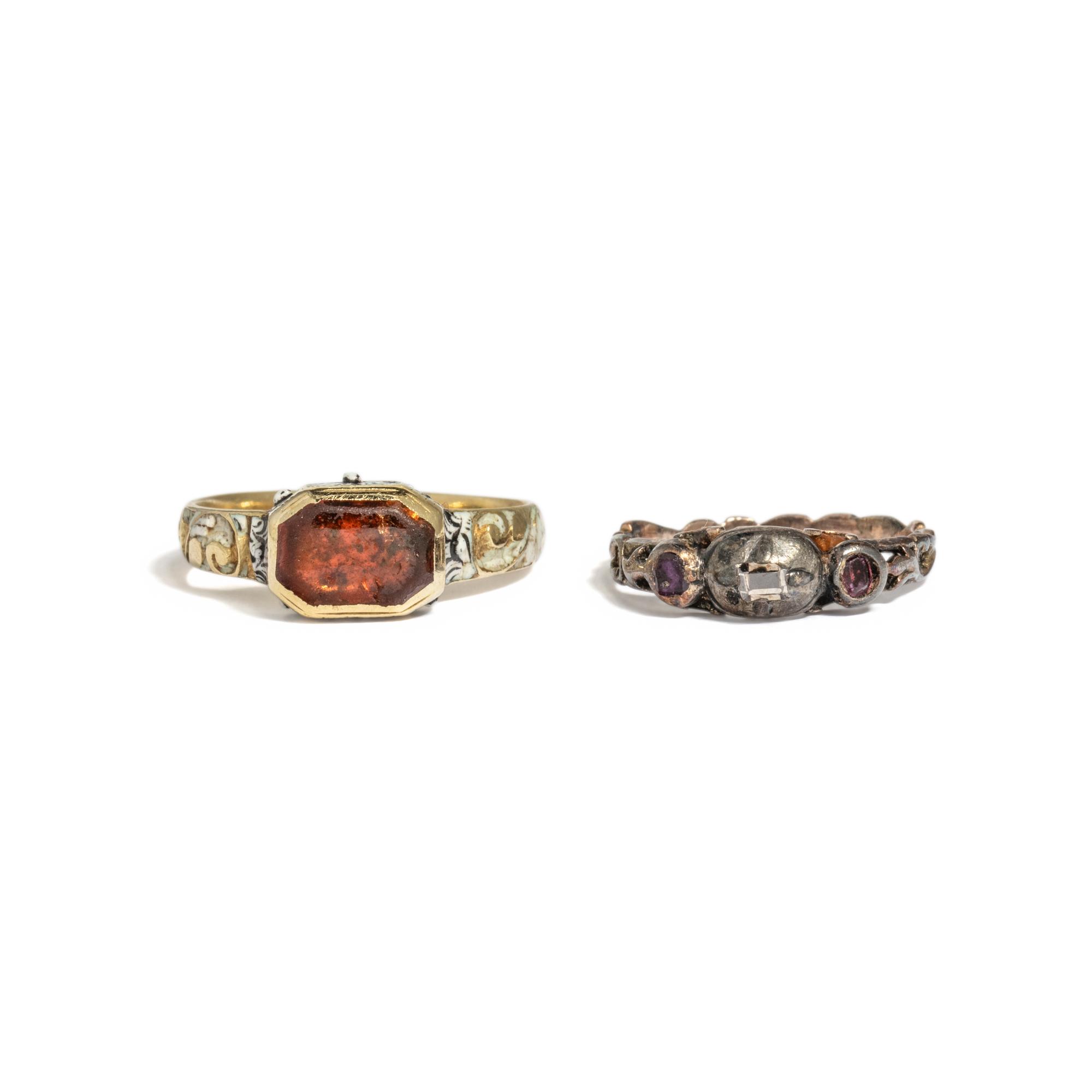 ANTIQUE, TWO MULTIGEM RINGS