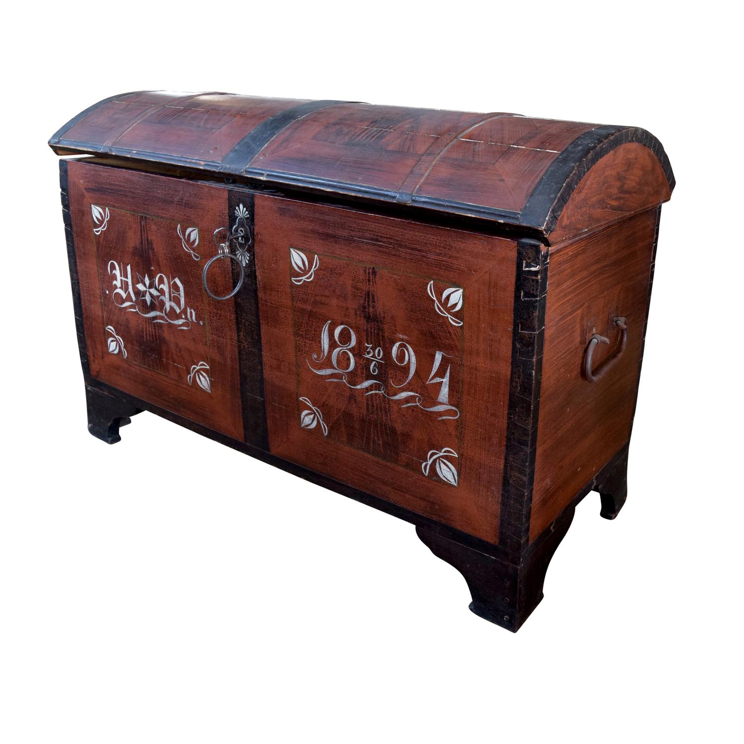 A Painted Trunk 54.5" W x 24.5" D x 36.5" H — Europe, Circa 1894