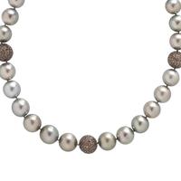 TAHITIAN CULTURED PEARL AND COLORED DIAMOND NECKLACE