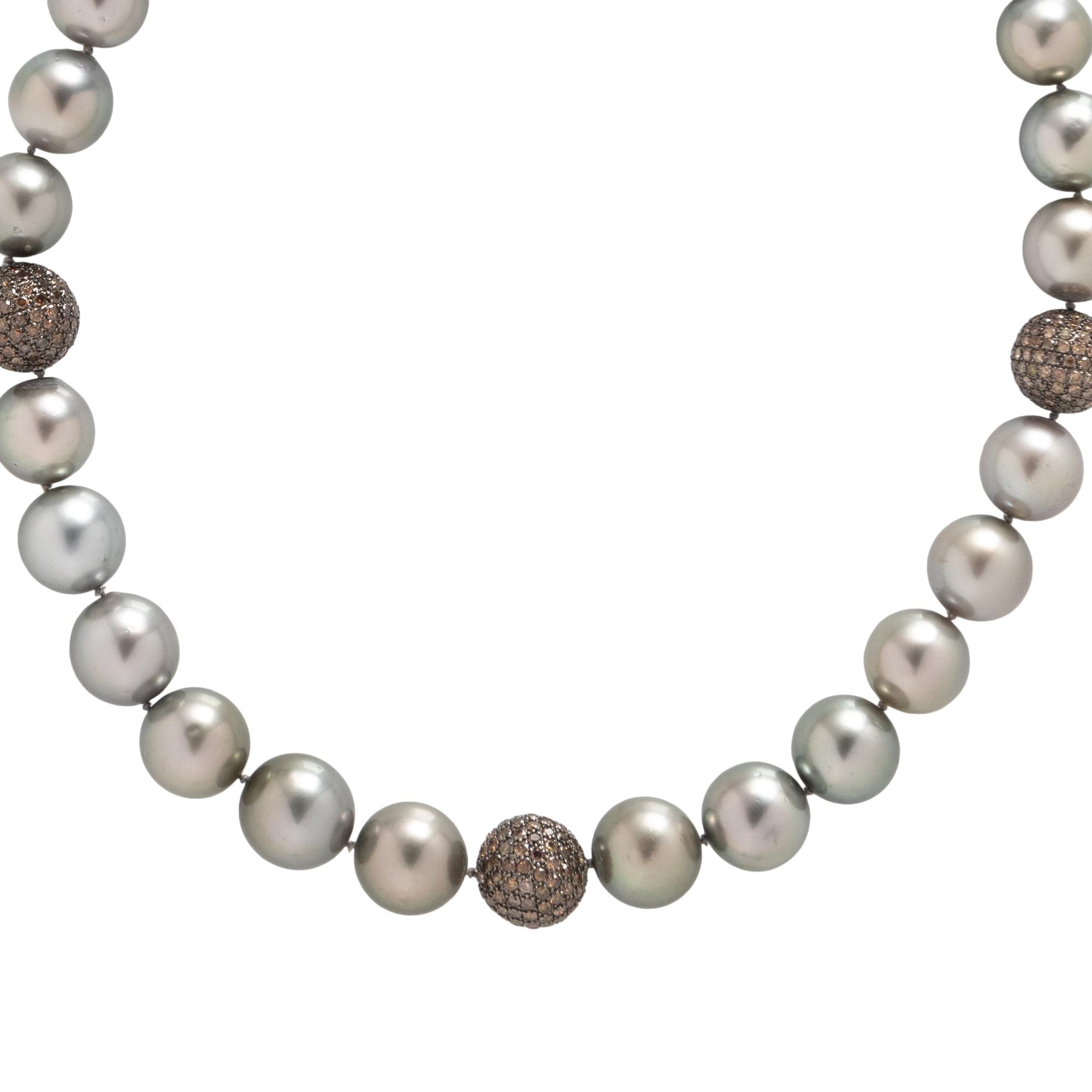 TAHITIAN CULTURED PEARL AND COLORED DIAMOND NECKLACE