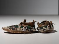 Cheyenne Child's Beaded Buffalo Hide Moccasins