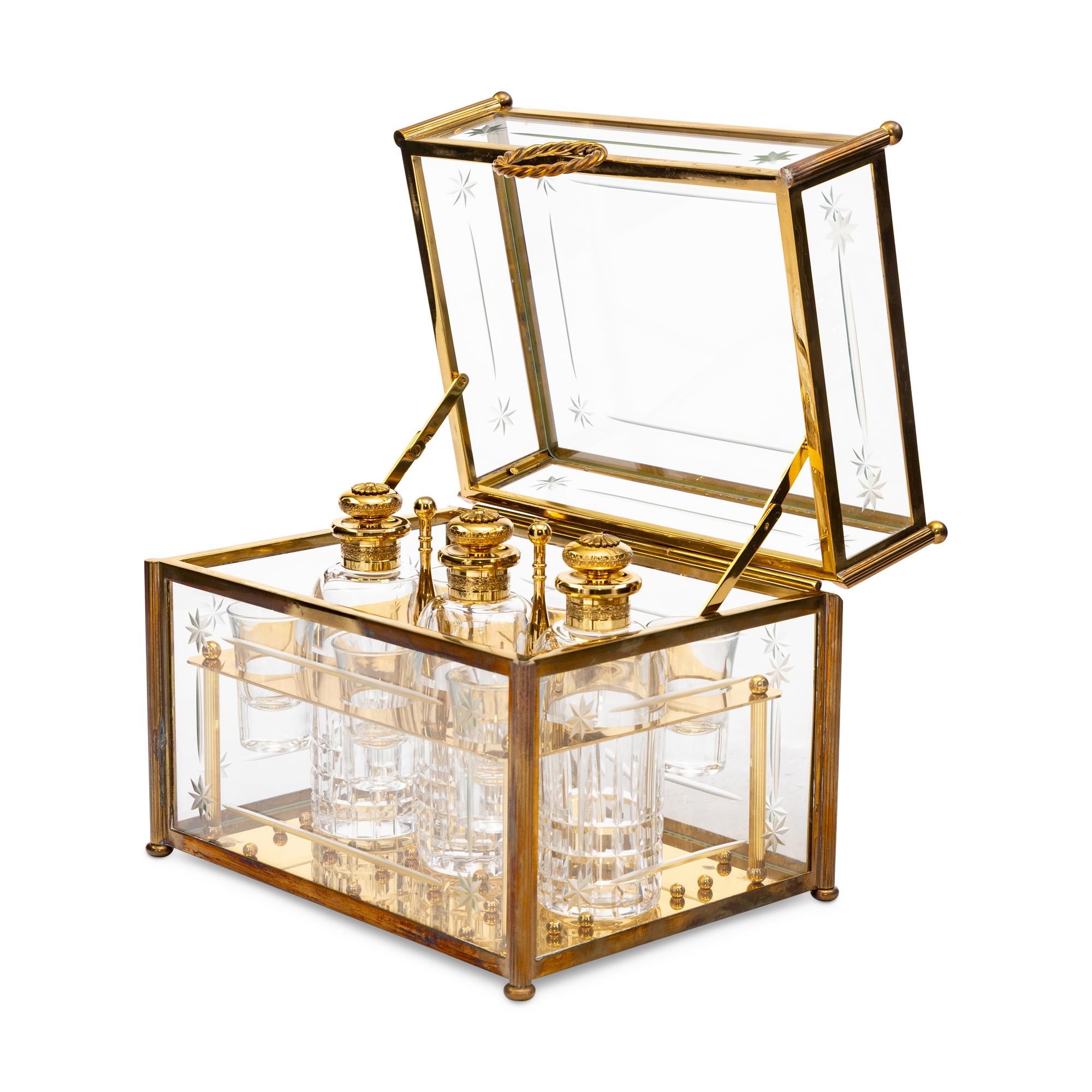 A French Gilt Bronze and Glass Cave à Liqueur