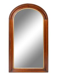An English Arched Mahogany Framed Mirror — 19TH CENTURY