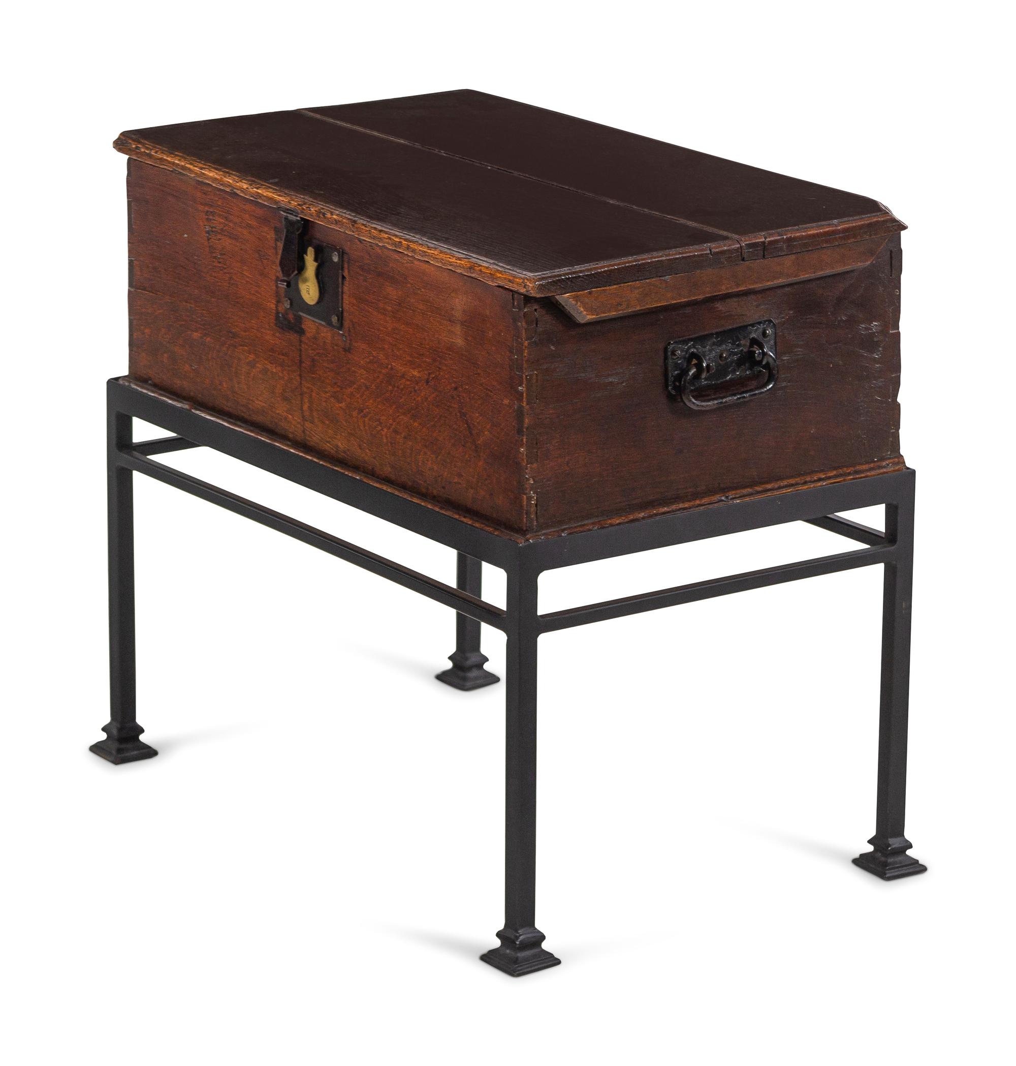 A Primitive Oak Box on a Later Iron Stand
