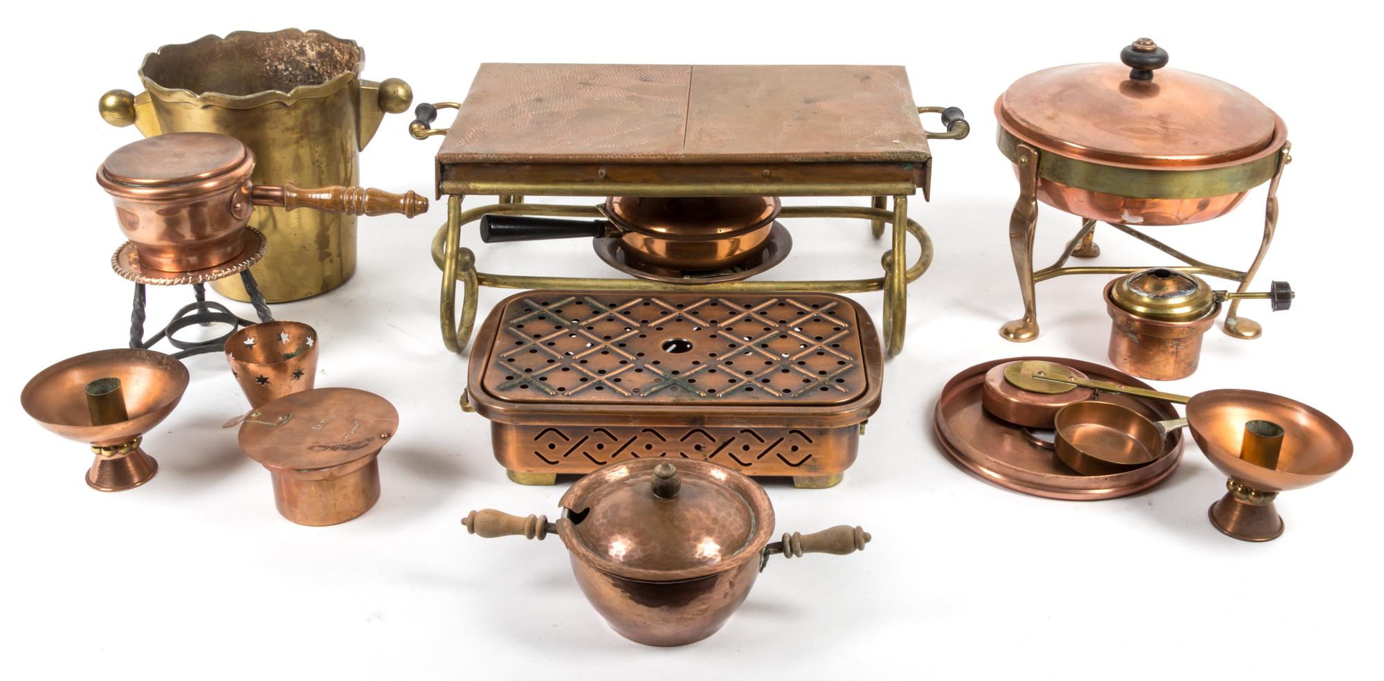 A Collection of Copper and Silvered Metal Articles Height of tallest 11 inches. — 19TH/20TH CENTURY