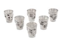 A Set of Six Small Chinese Export Silver Cups