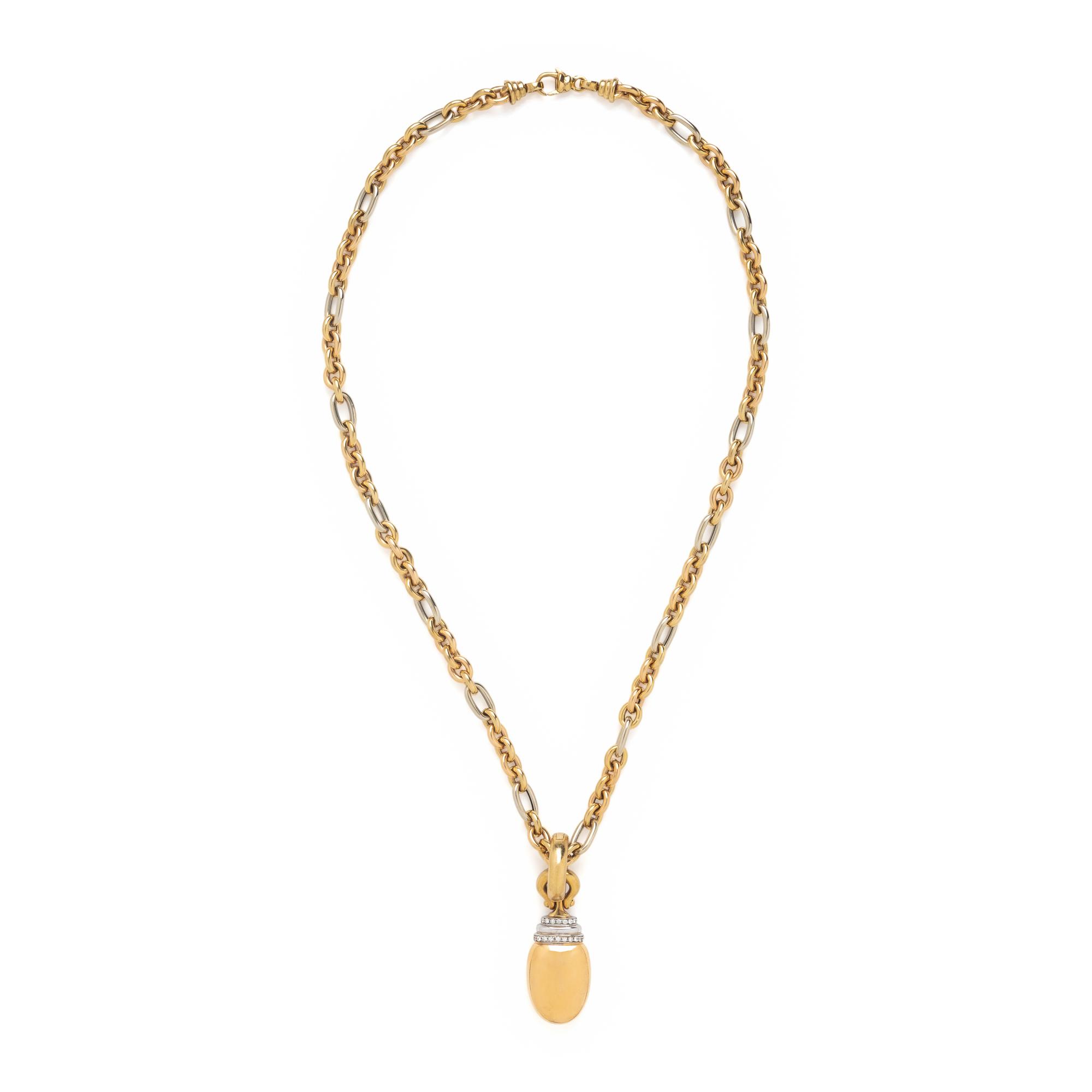 Bicolor Gold and Diamond Pendant Necklace
