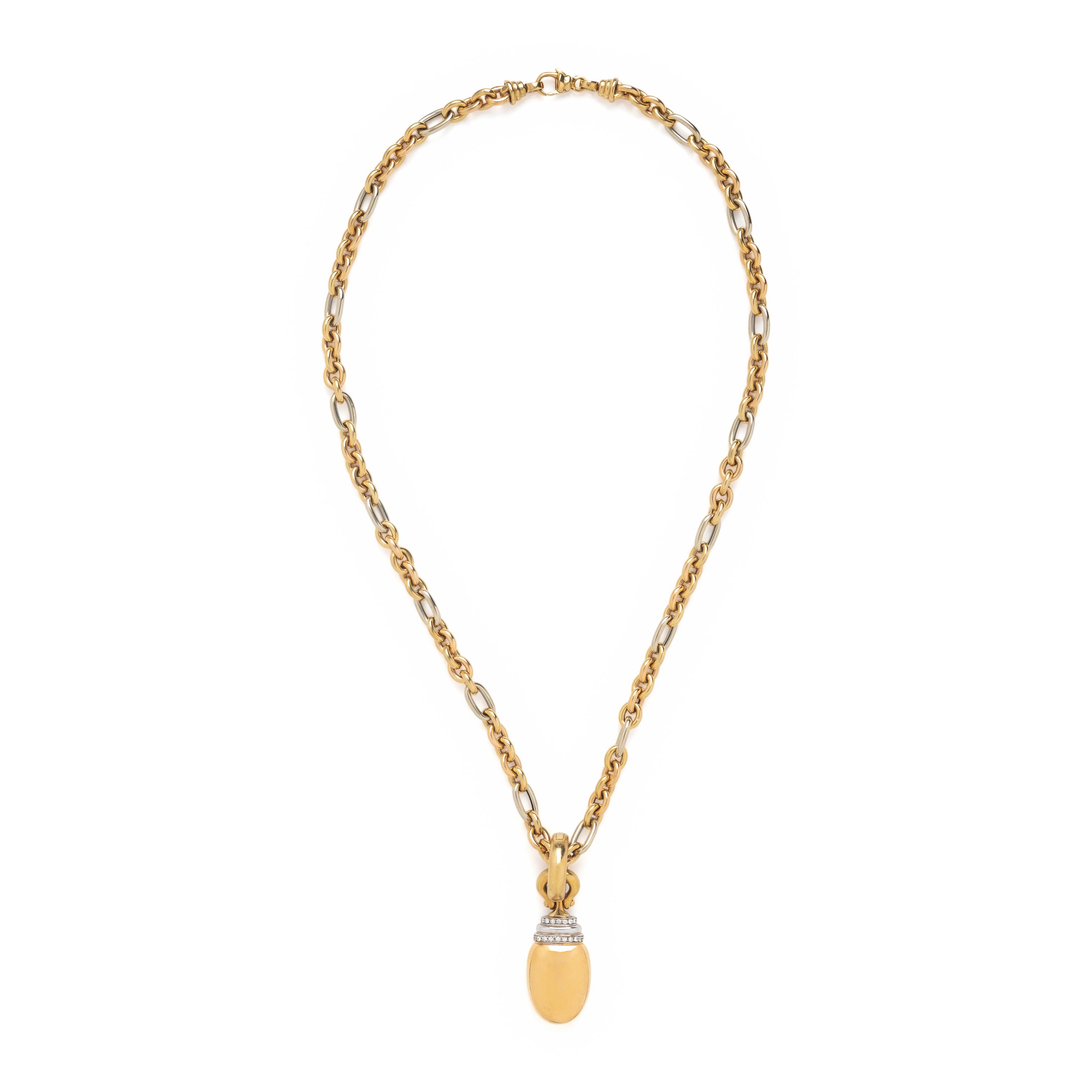 Bicolor Gold and Diamond Pendant Necklace