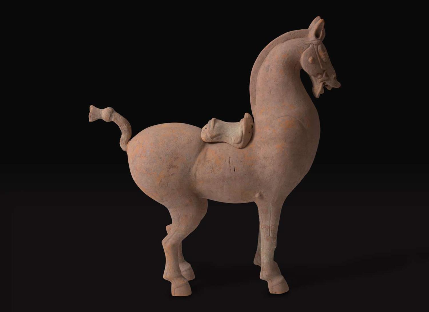 A large Chinese pottery figure of a horse, Han Dynasty, Sichuan province 陶馬 漢 四川
