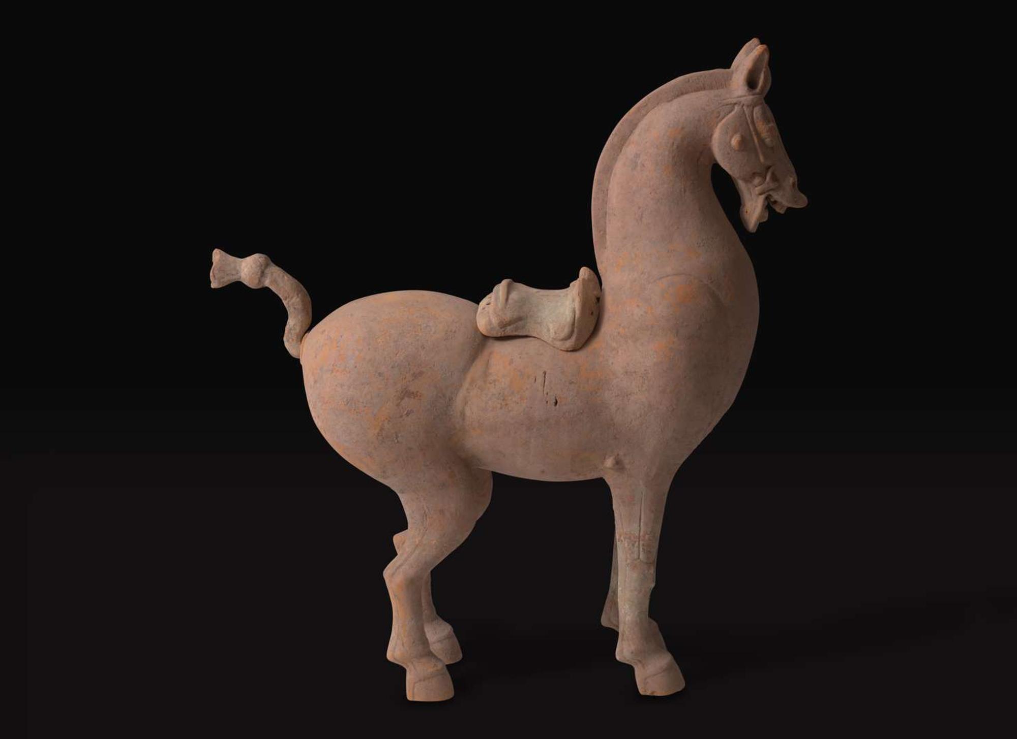 A large Chinese pottery figure of a horse, Han Dynasty, Sichuan province 陶馬 漢 四川