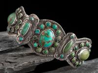 Navajo Turquoise Cluster Cuff Bracelet