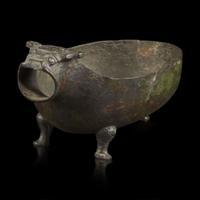 A Chinese archaic bronze animal-form pouring vessel, Yi 青铜兽形匜 Late Eastern Zhou period ????