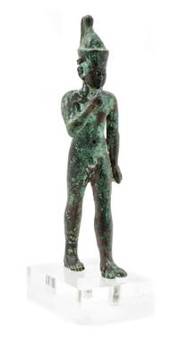 An Egyptian Bronze Harpokrates — LATE PERIOD TO PTOLEMAIC PERIOD, 664-30 B.C.E.