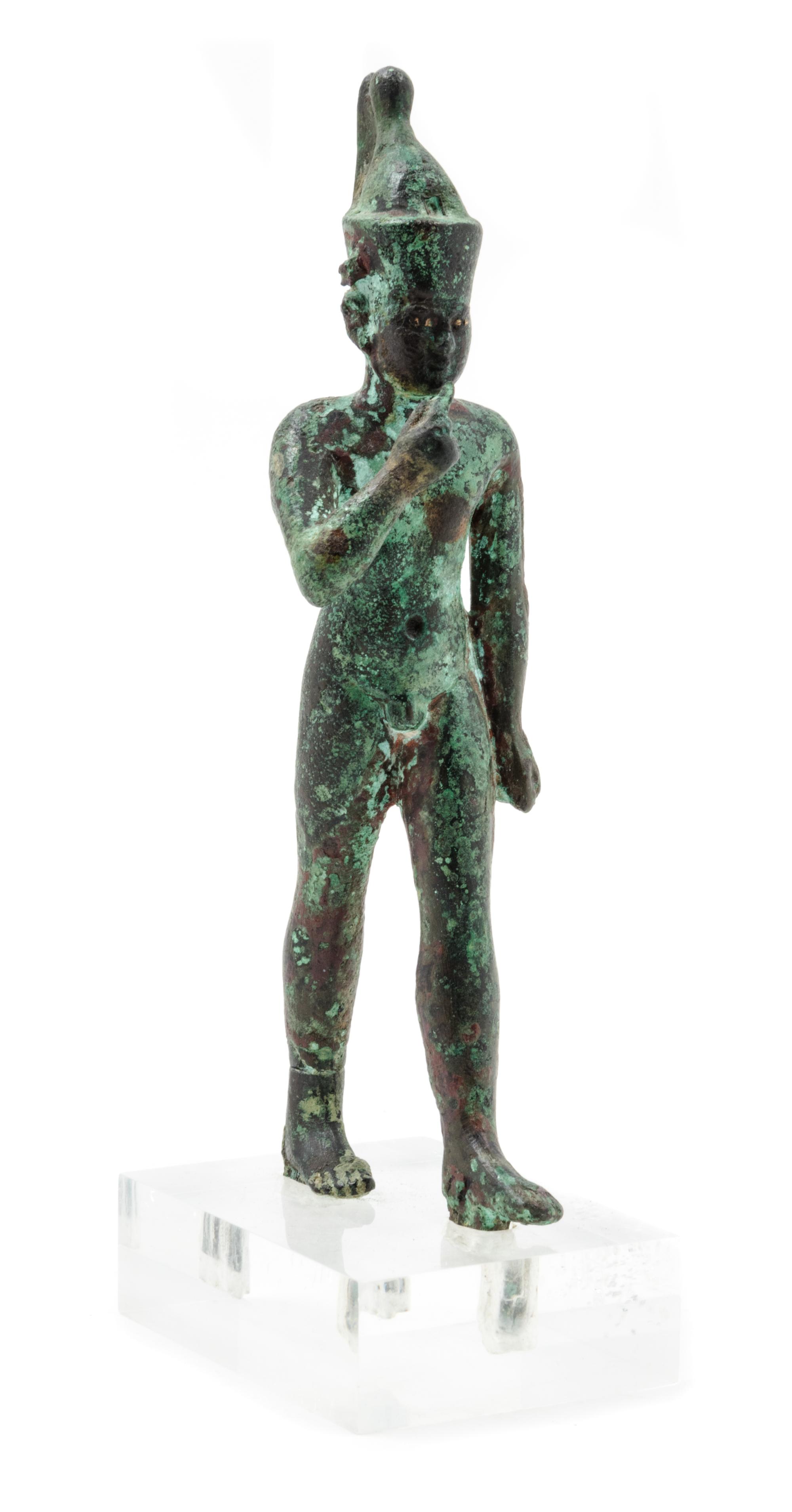 An Egyptian Bronze Harpokrates — LATE PERIOD TO PTOLEMAIC PERIOD, 664-30 B.C.E.