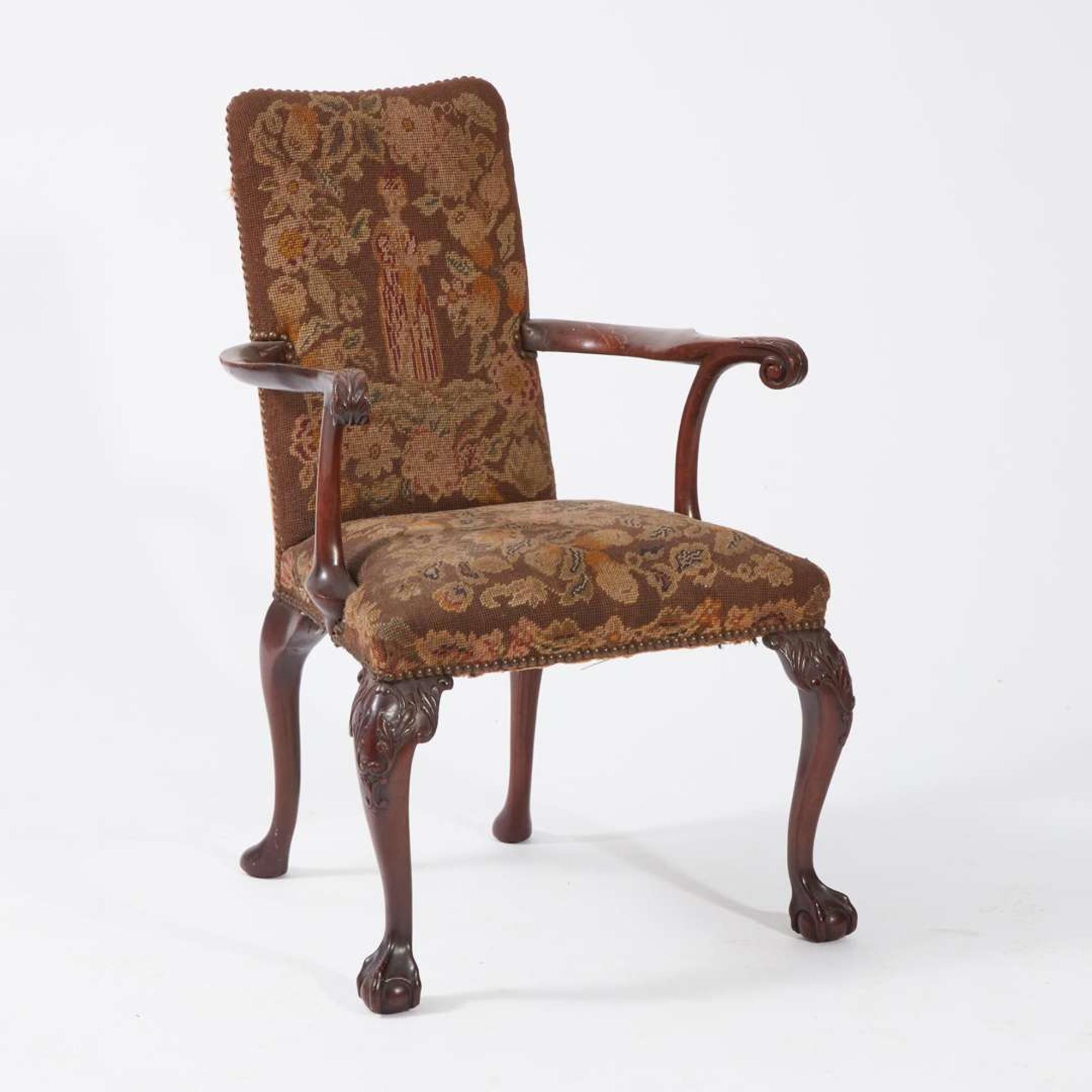 A George III Style Carved Mahogany Armchair 19th century