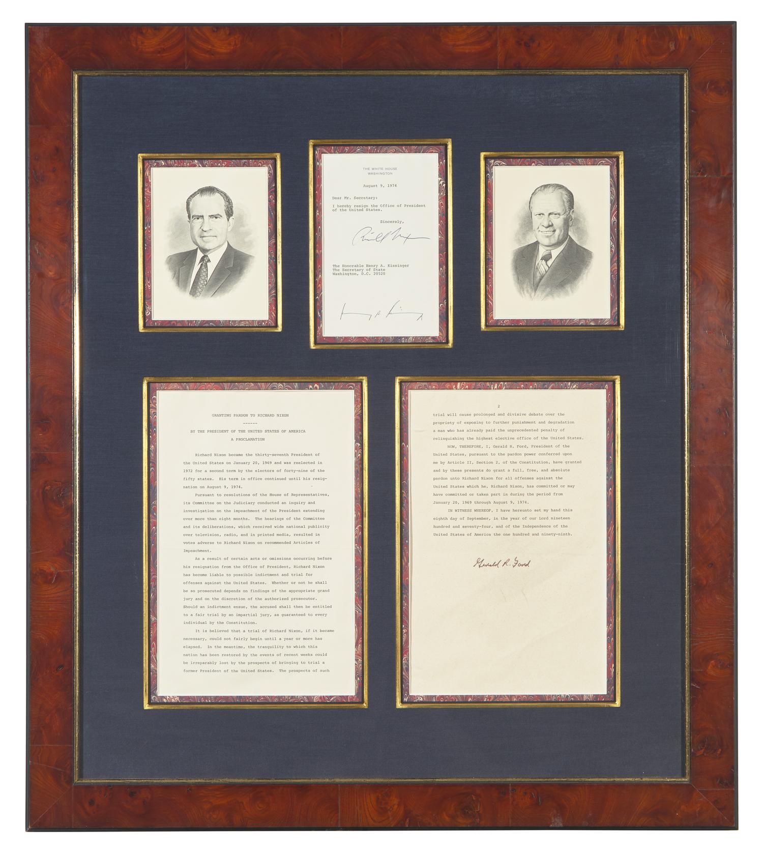 [Presidential] Nixon, Richard, and Gerald Ford. Group of 2 Souvenir Typed Documents, signed