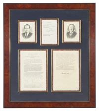 [Presidential] Nixon, Richard, and Gerald Ford. Group of 2 Souvenir Typed Documents, signed