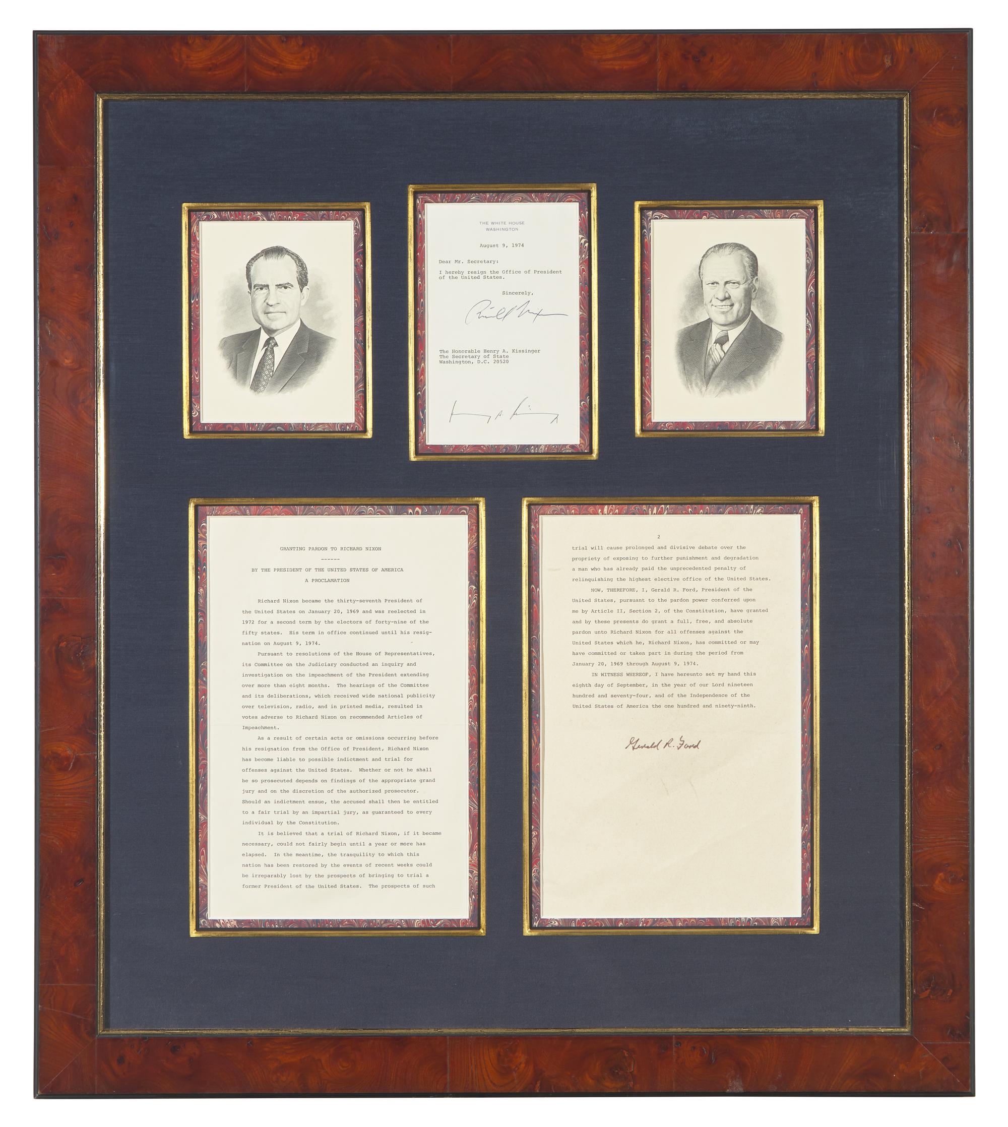 [Presidential] Nixon, Richard, and Gerald Ford. Group of 2 Souvenir Typed Documents, signed