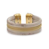 YELLOW GOLD, STERLING SILVER AND GREEN TOURMALINE CUFF BRACELET