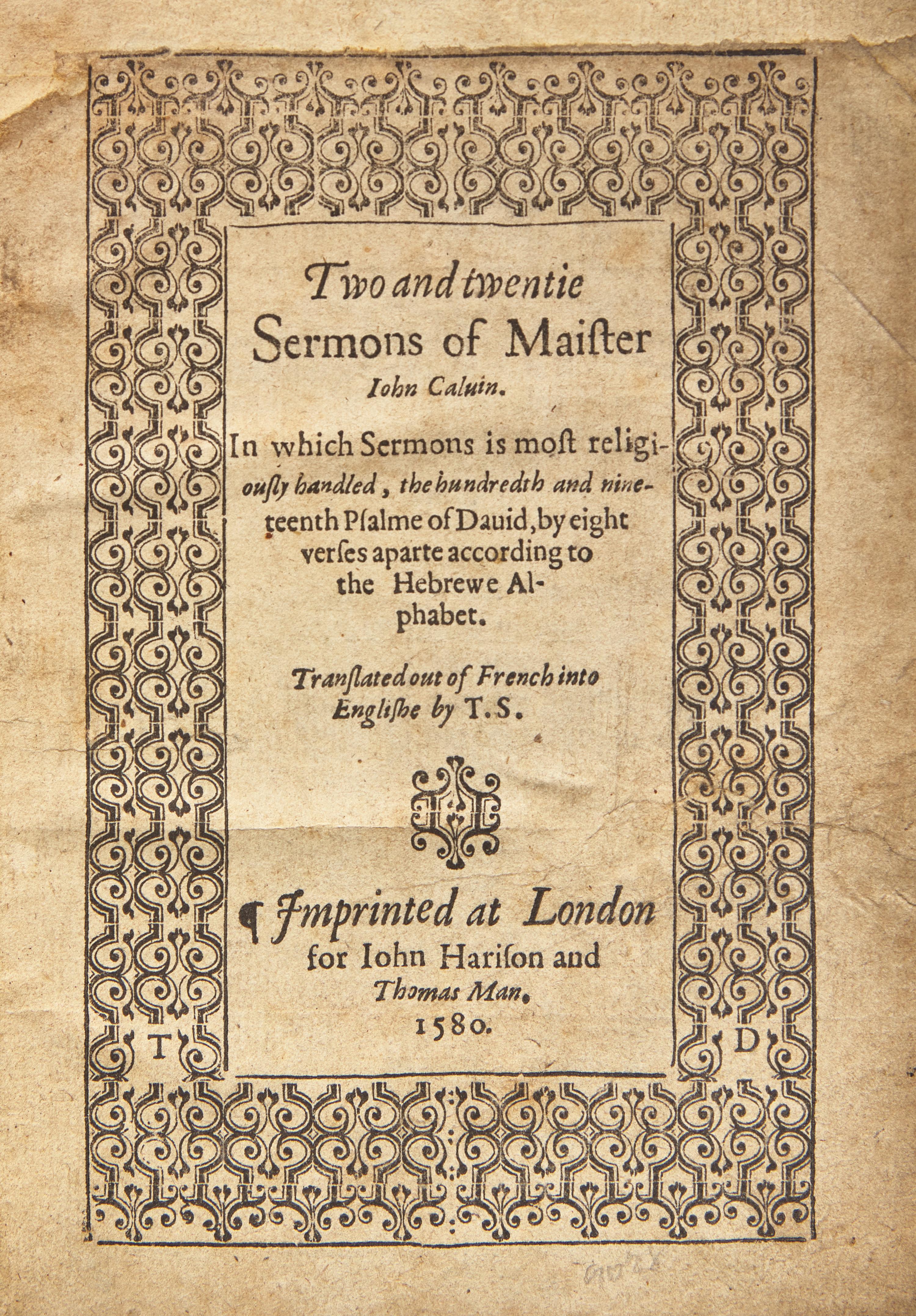 [Early Printing] [Calvin, John] Two and twentie Sermons of Maister John Calvin...