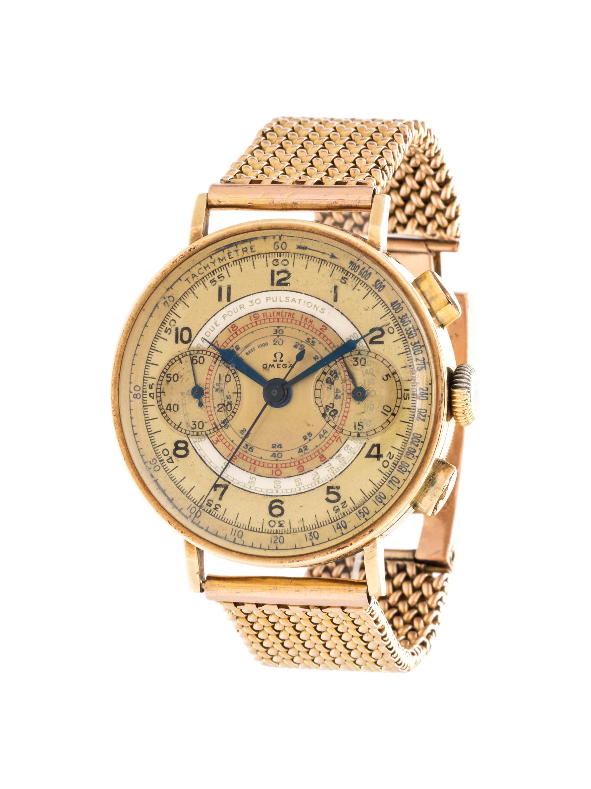 OMEGA, VINTAGE, 14K YELLOW GOLD 'TACHY-TELEMETER' CHRONOGRAPH WRISTWATCH