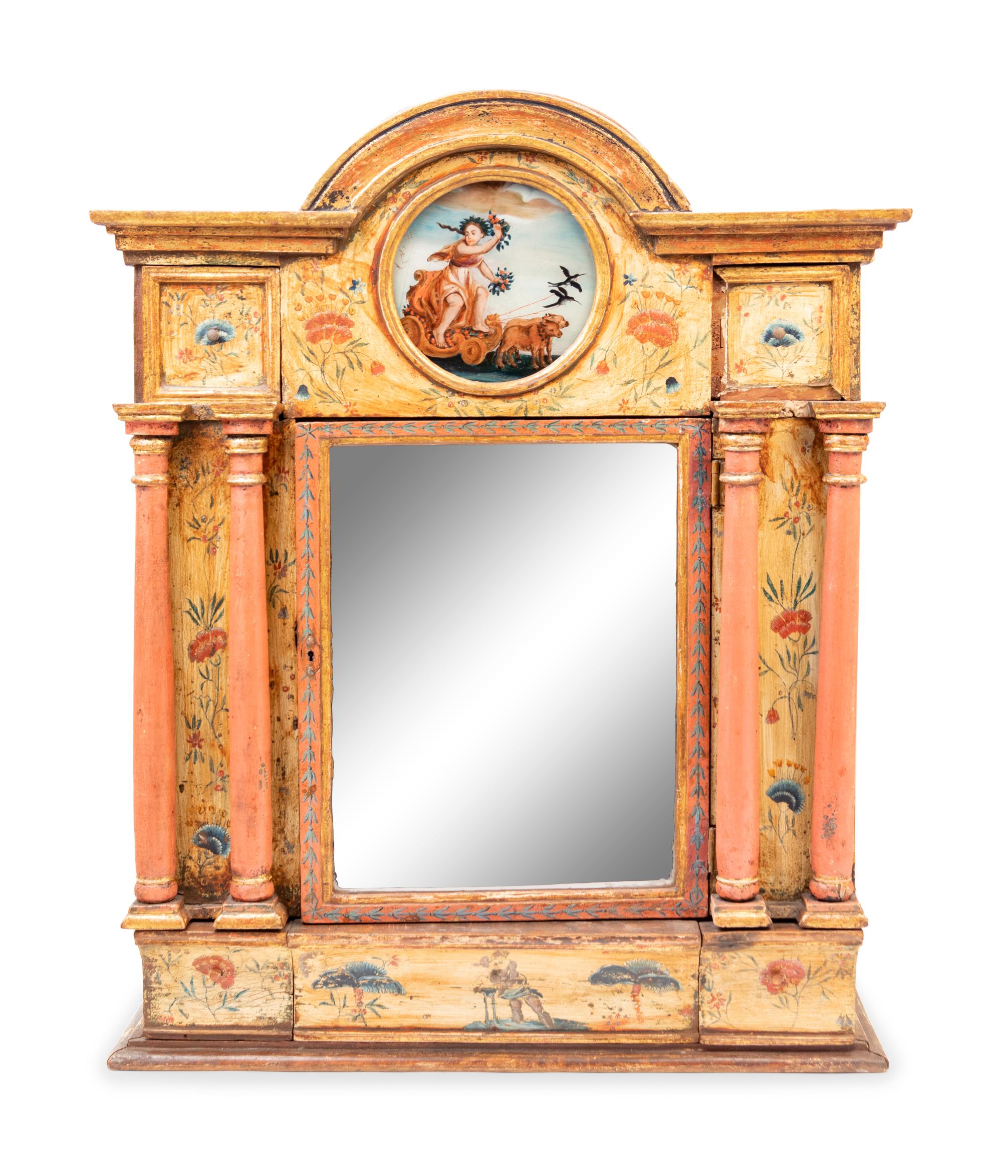 A Spanish Colonial Painted Wood Tabernacle Cabinet