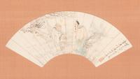 Two Chinese Folding Fan Leaves, 19th Century 清晚期 扇面兩幅