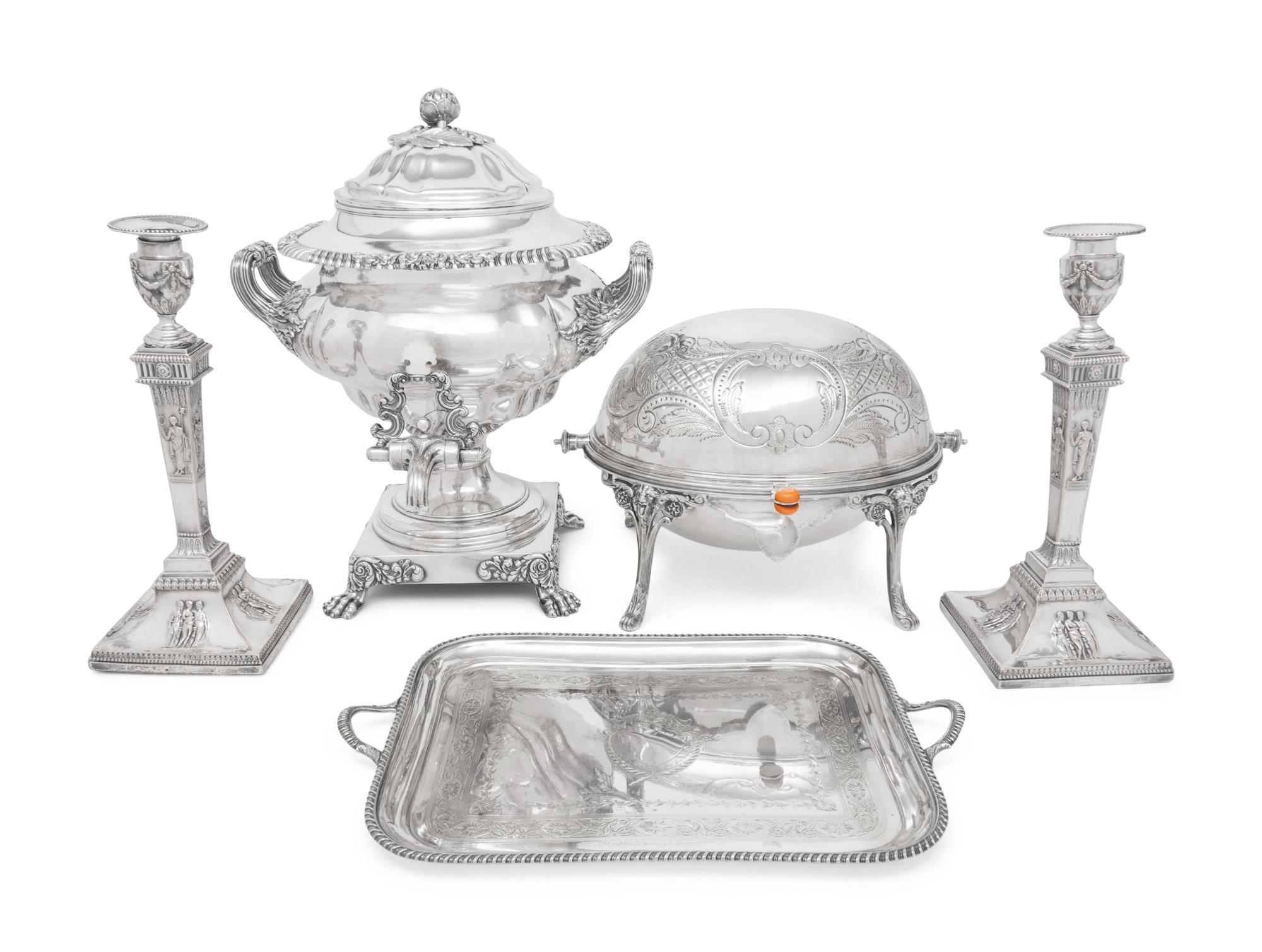 Five English Silver-Plate Articles