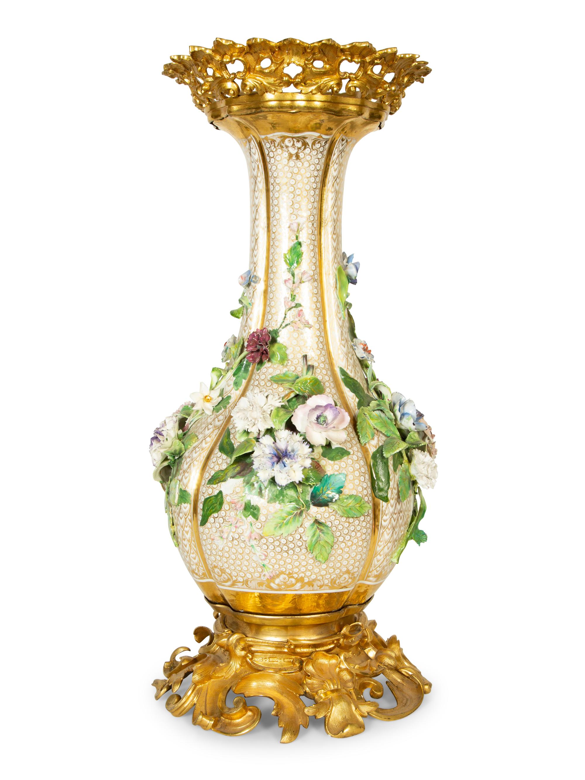 A Large French Gilt Bronze Mounted Porcelain Vase