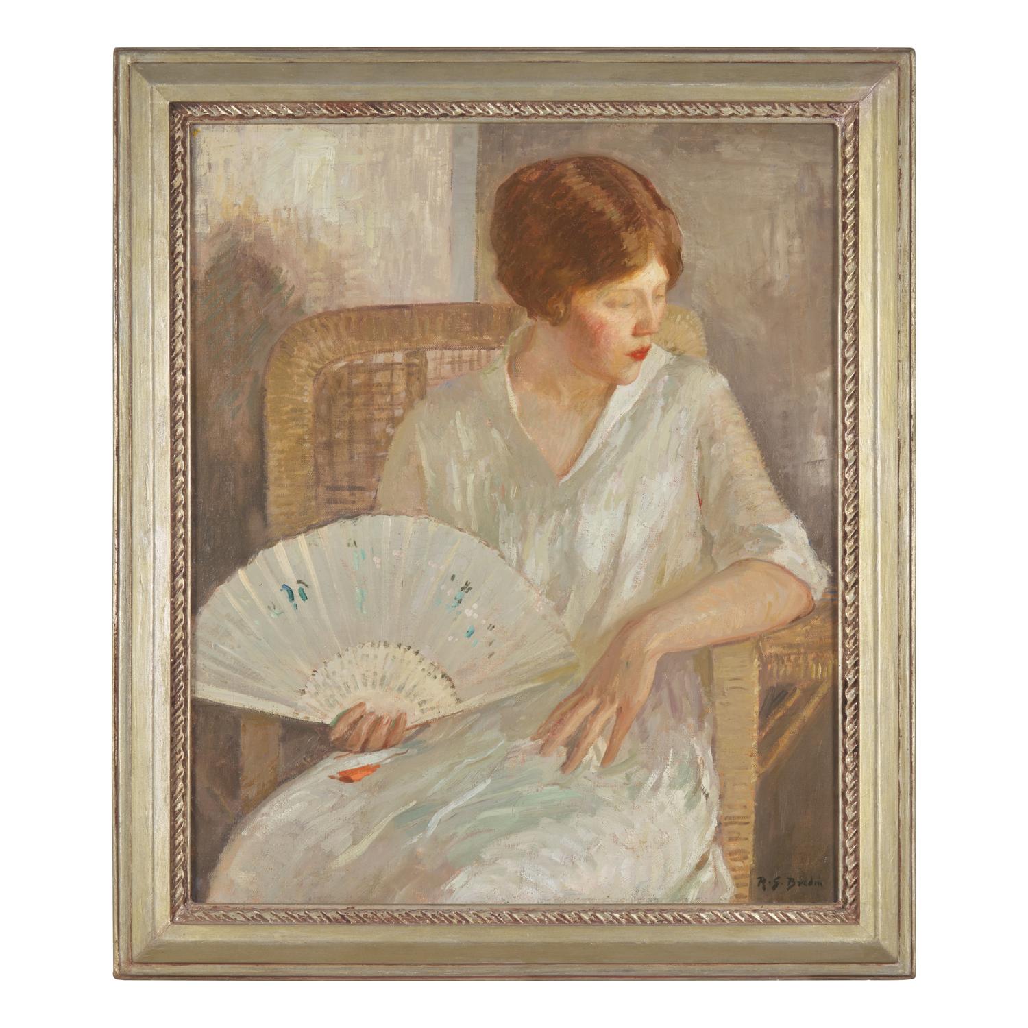 Rae Sloan Bredin (American, 1881-1933) — Girl With White Fan , c. 1915