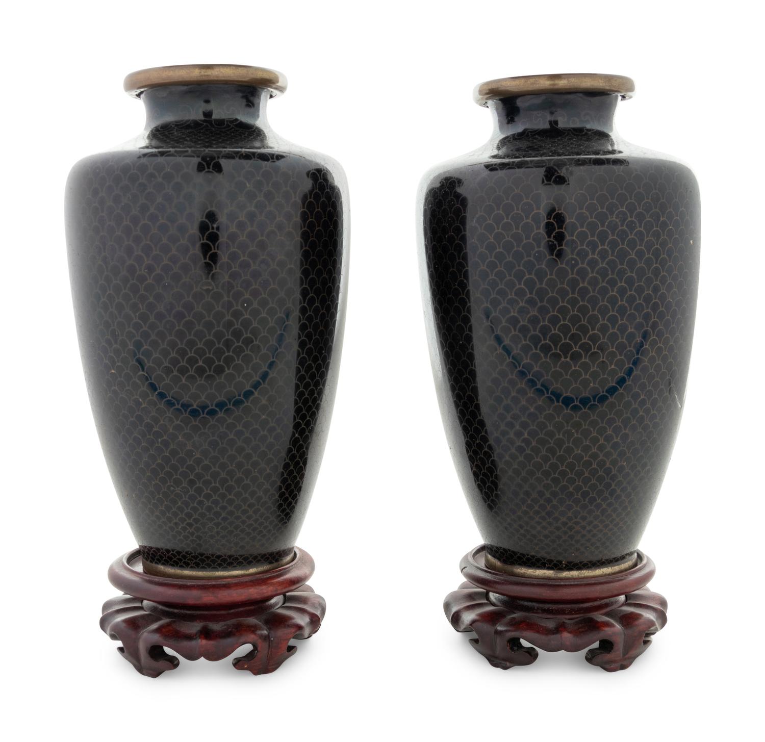 A Pair of Chinese Cloisonné Vases
