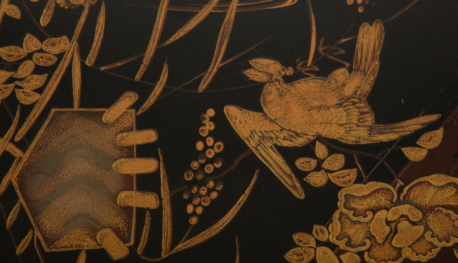 A Victorian Chinoiserie Lacquer and Bamboo Table