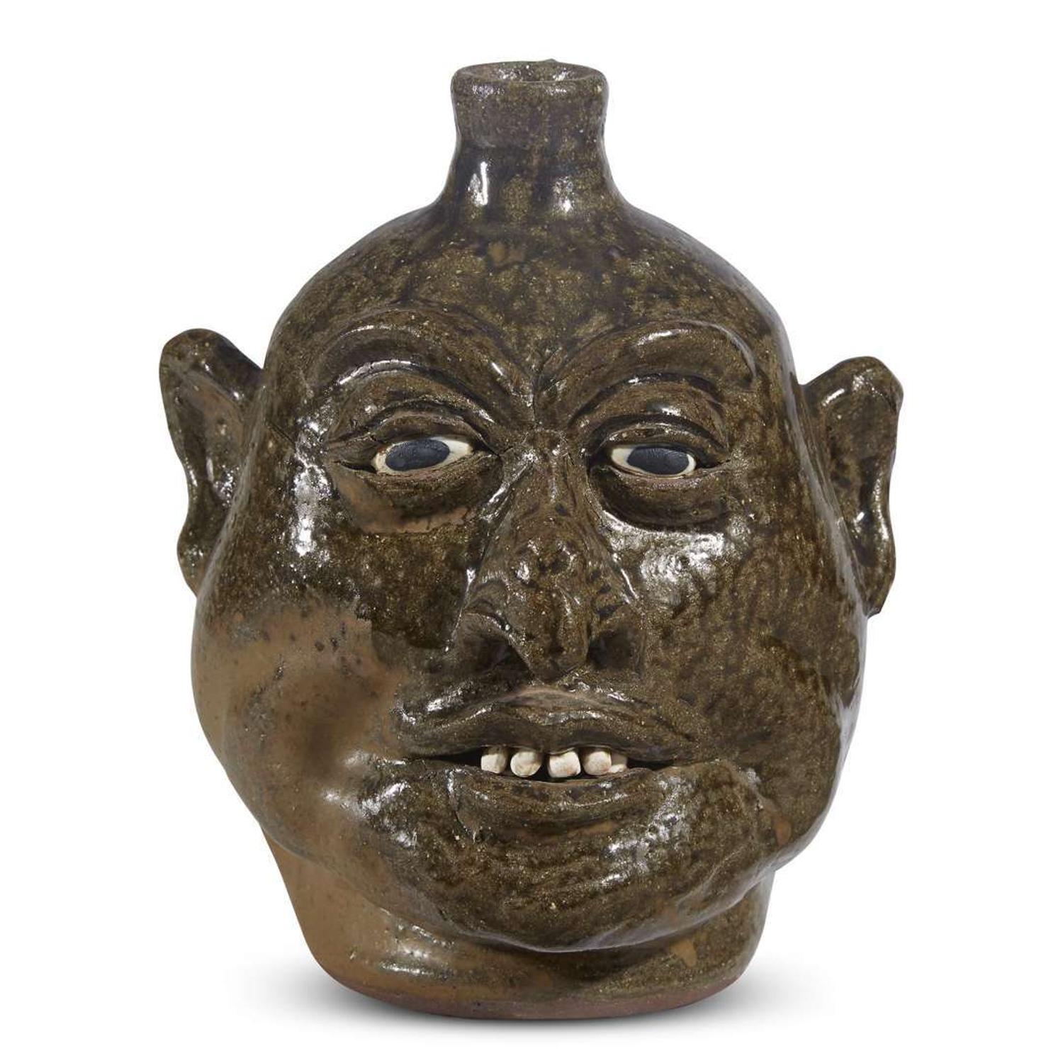 Glazed stoneware face jug Lanier Meader (1917-1998), White County, GA