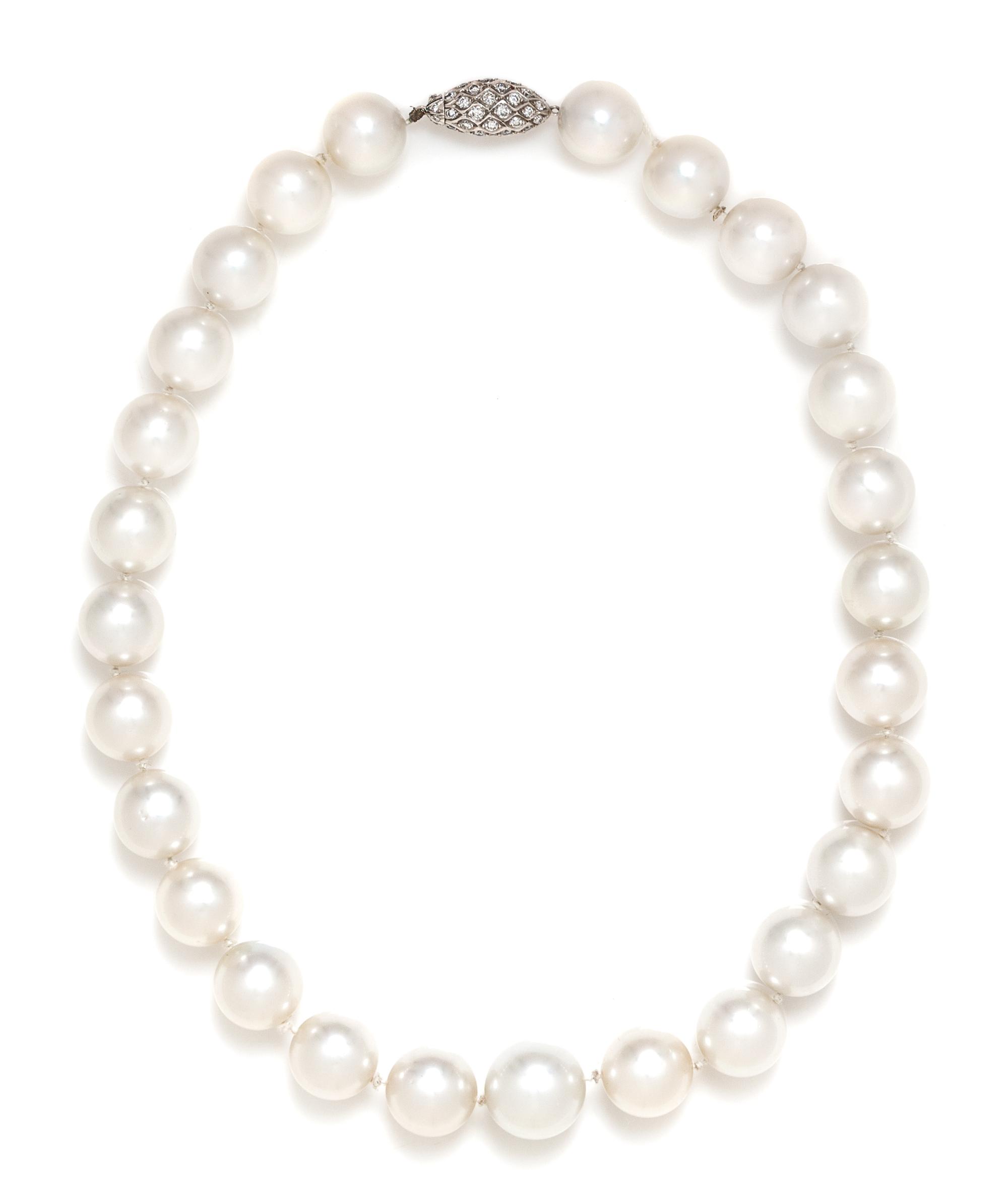 A Fine Graduated Single Strand Cultured South Sea Pearl Necklace,