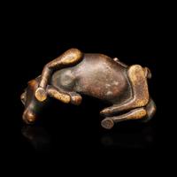 A Chinese Bronze 'Monkey on Horse' Figural Group with Wood Stand — 馬上封侯銅鎮紙配木座