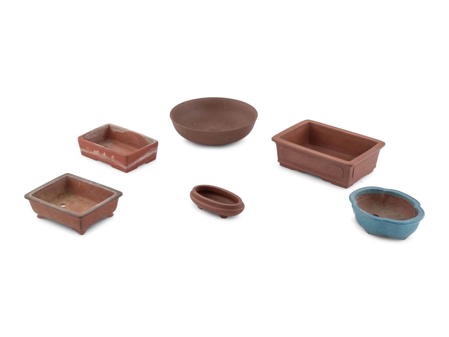 Six Chinese Yixing Pottery Planters