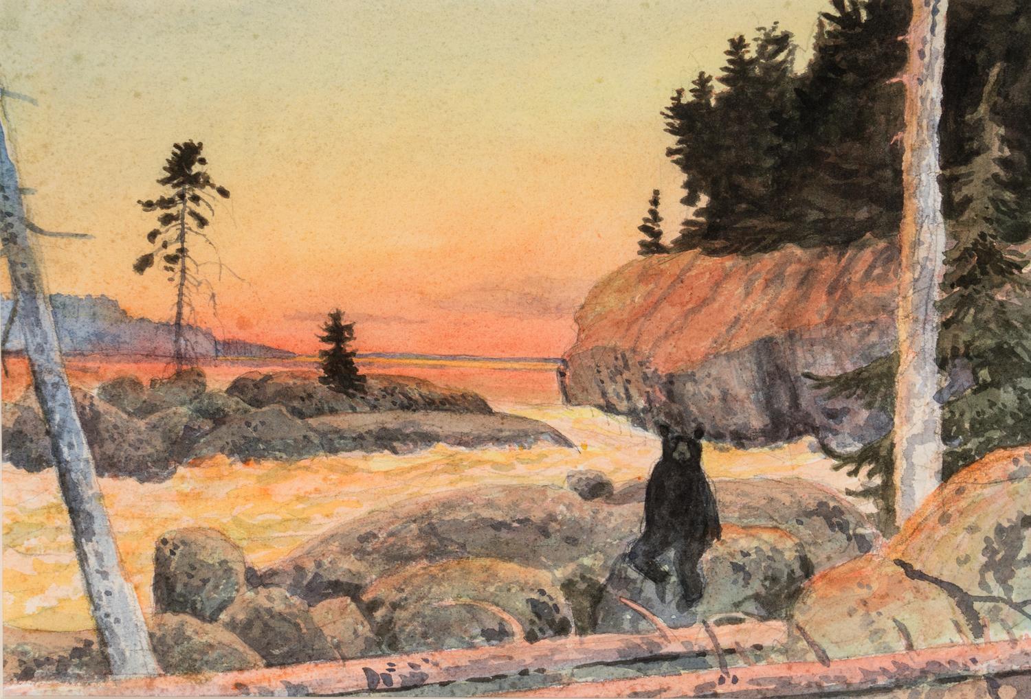 Landscape with Waterfall and Bear
