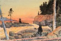Landscape with Waterfall and Bear