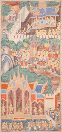 A Thai Buddhist Painting on Linen — 20TH CENTURY