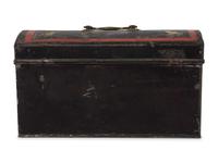 A Toleware Pomegranate or Cherry Paint Decorated Dome-Top Box